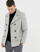 Burton Menswear Pea Coat In Light Gray - Gray