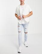 River Island Spray On Ripped Jeans In Light Blue