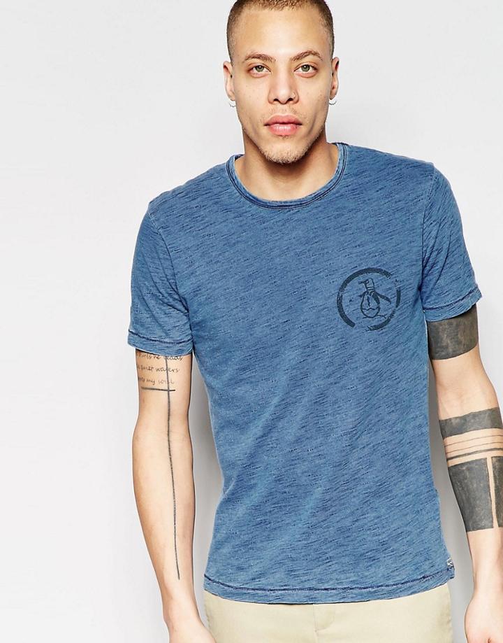 Original Penguin Washed Logo T-shirt - Blue