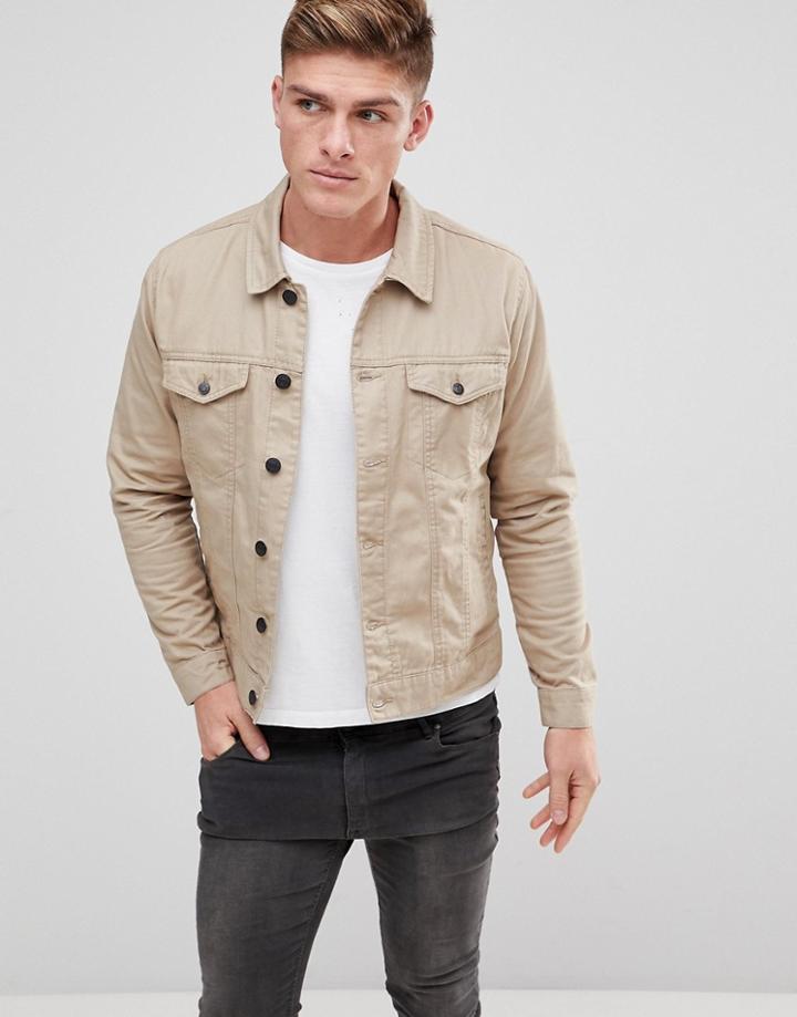 Only & Sons Twill Trucker Jacket - Beige