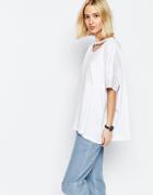 Asos White Oversized T-shirt With Cut Out Detail - White