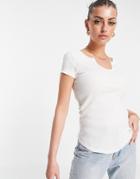 River Island Fitted Ribbed T-shirt In White