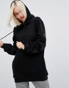 Lazy Oaf Oversized Hoodie With Black Like Your Heart Sleeve Detail - Black
