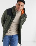Only & Sons Parka Jacket In Khaki Green