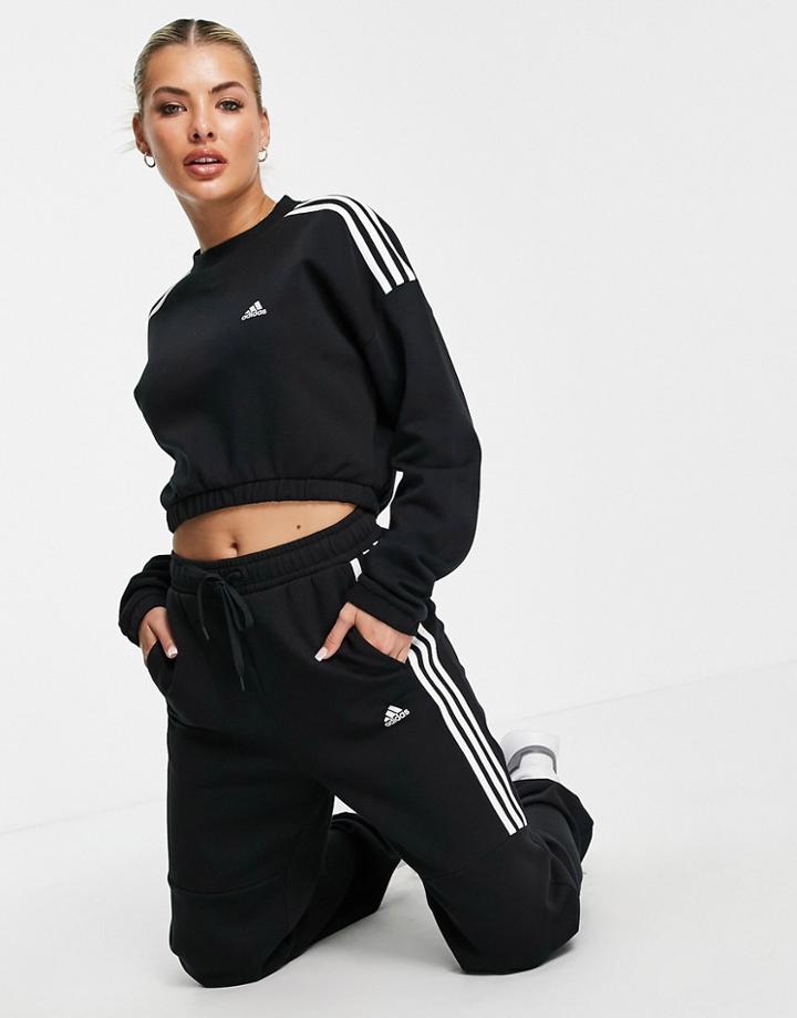 Adidas Training Oversized Sweatpants With Three Stripes In Black