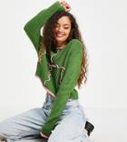 Asos Design Petite Sweater With Contrast Seam In Green