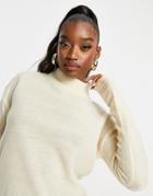 Brave Soul Konto Boxy High Neck Sweater In Stone-neutral