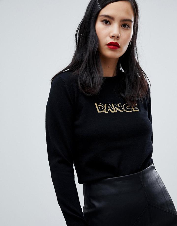 Fred Perry X Bella Freud Dance Knit Black Sweater - Black