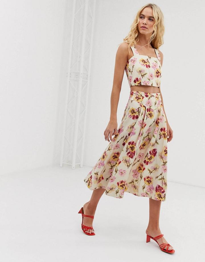 & Other Stories A-line Linen Blend Floral Skirt Two-piece - Multi