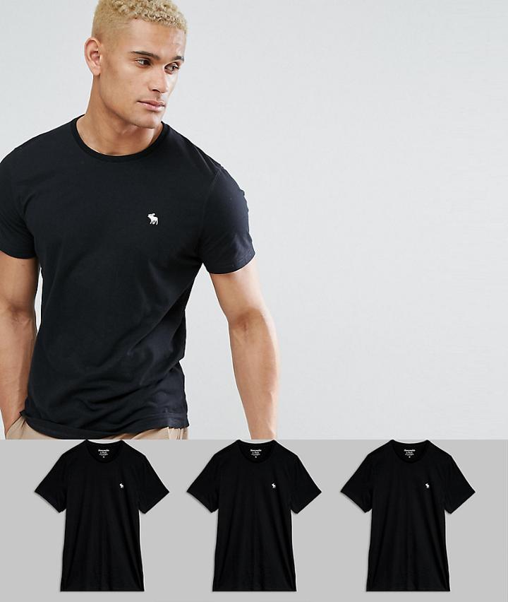 Abercrombie & Fitch 3pack T-shirt Crewneck Muscle Slim Fit In Black - Black