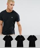 Abercrombie & Fitch 3pack T-shirt Crewneck Muscle Slim Fit In Black - Black
