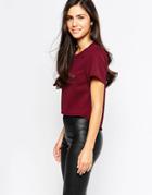 Closet High Low Top In Waffle - Burgandy
