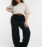 River Island Plus Wide Leg Sweatpants In Black