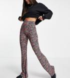 Asos Design Tall Kick Flare Pants In Dark Based Floral-multi