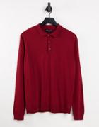 Bolongaro Trevor Long Sleeve Knit Polo Shirt-red