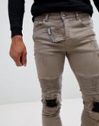 Sixth June Ripped Biker Jeans In Skinny Fit - Green