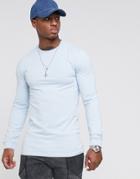 Asos Design Muscle Longline Sweatshirt In Blue