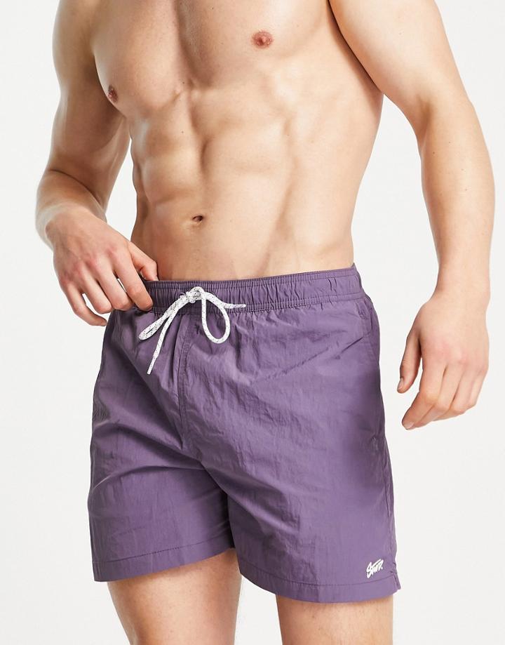 Pull & Bear Basic Recycled Swim Shorts In Purple
