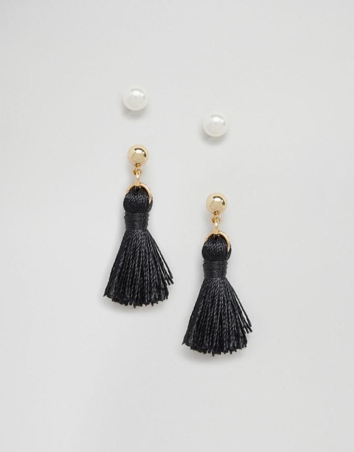 Cara Ny Stud And Tassel Earring Set - Gold