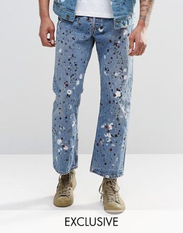 Reclaimed Vintage Levis 501 Jeans In Paint Splatter - Blue
