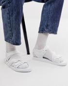 Asos Design Tech Sandals In White With Tape Straps - White