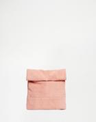 Asos Blocked Oversized Leather Clutch Bag - Pink