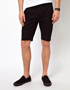 Asos Skinny Chino Shorts In Mid Length - Black