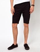 Asos Skinny Chino Shorts In Mid Length - Black