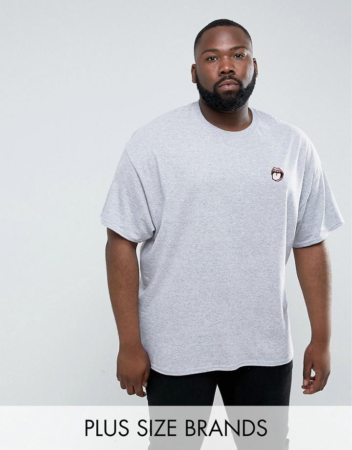 New Love Club Plus Embroidered Tongue T-shirt - Gray