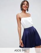 Asos Design Tall Scuba Box Pleat Mini Skirt - Navy