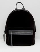 Pieces Velvet Minimal Backpack - Black