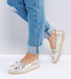 Asos Joanie Wide Fit Embellished Espadrilles - Gold