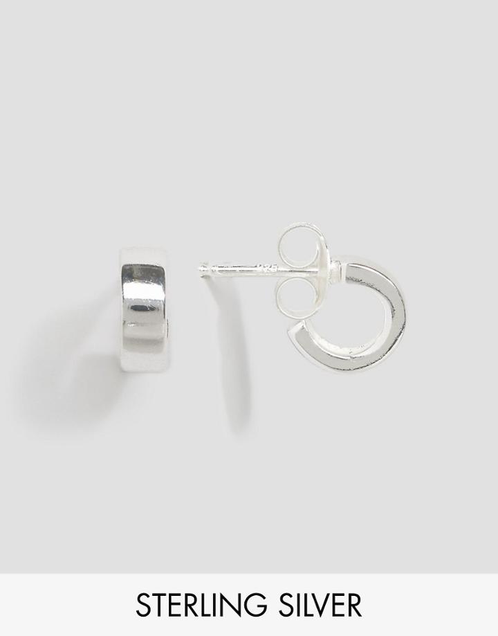 Asos Sterling Silver 6mm Chunky Half Hoop Earrings - Silver