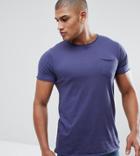 Brave Soul Tall Basic Raw Edge T-shirt - Blue