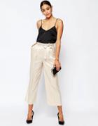 Asos Premium Satin Culotte Suit Pant - Cream
