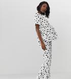 Asos Design Maternity Spot Pyjama Smock & Pants Set In 100% Modal - Pink