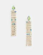 Asos Design Statement Earrings In Asymmetric Pastel Crystal Drops In Gold - Gold