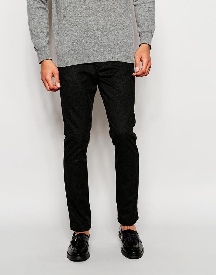 Asos Skinny Pants In Wool Look Gray - Dark Gray