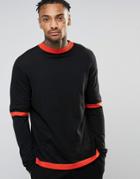 Asos Sweater With Double Sleeve In Cotton - Black
