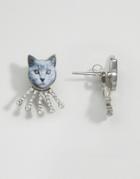 Monki Sparkle Cat Stud Earrings - Multi