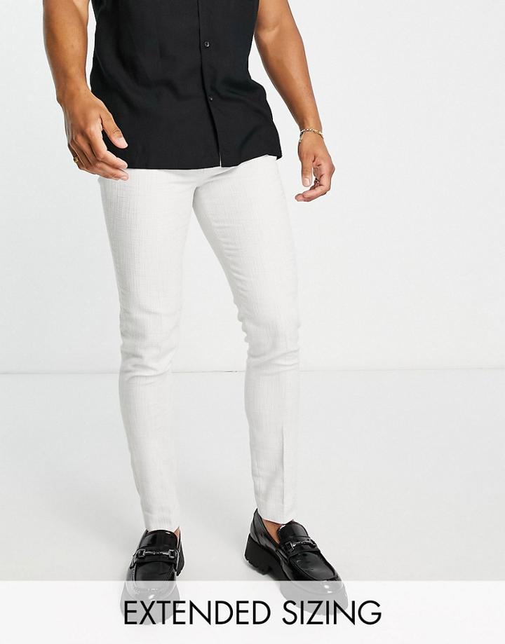 Asos Design Smart Skinny Pants With Cotton Mix Micro Texture In Light Gray