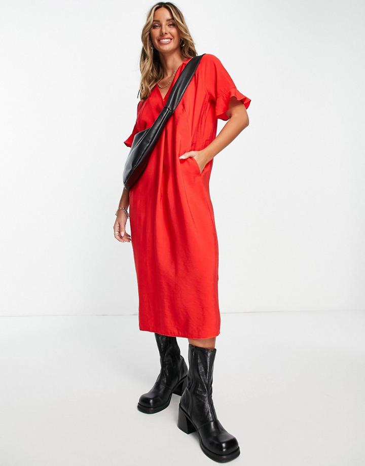 Whistles Alba Midi Dress In Red
