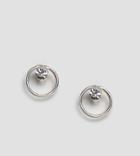 Kingsley Ryan Sterling Silver Circular Stud Earrings With Gem - Silver