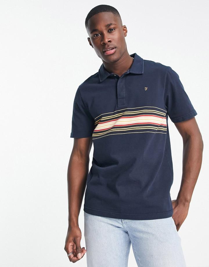 Farah Geno Panel Polo In Navy