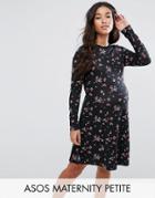 Asos Maternity Petite Skater Dress In Ditsy Floral - Multi