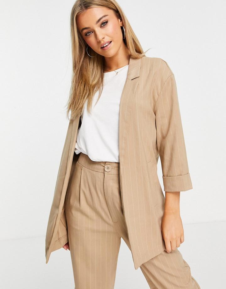 Stradivarius Pinstripe Blazer In Beige - Part Of A Set-neutral