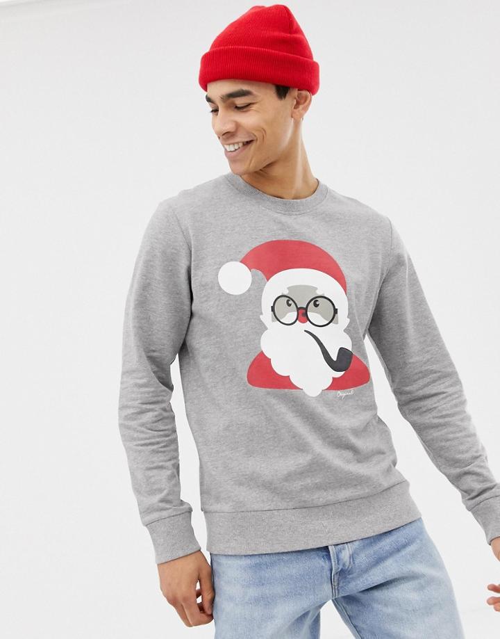 Jack And Jones Holidays Santa Sweat Sweater - Gray