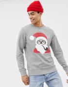 Jack And Jones Holidays Santa Sweat Sweater - Gray