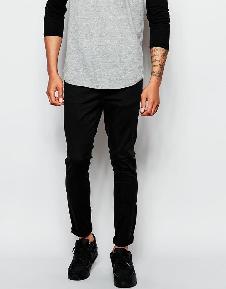 Asos Super Skinny Pants In Black - Black