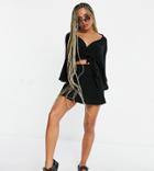 South Beach Exclusive Beach Wrap Top And Skirt In Black - Part Of A Set